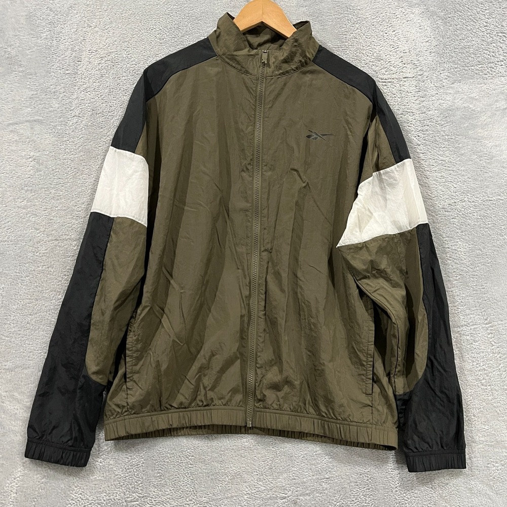 Vintage Reebok Jacket Mens Medium Retro Colorblock Full Zip Windbreaker 90s